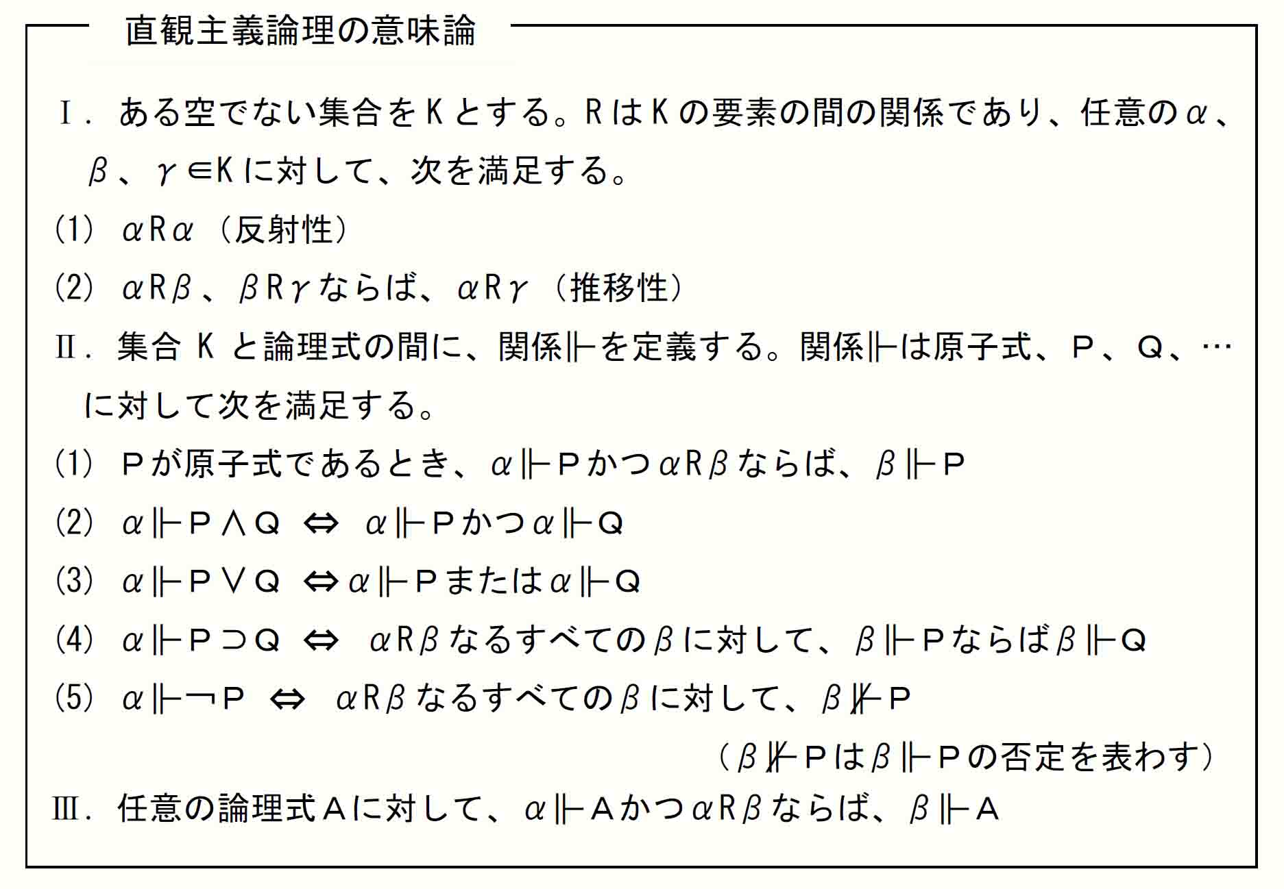 直観主義論理の意味論